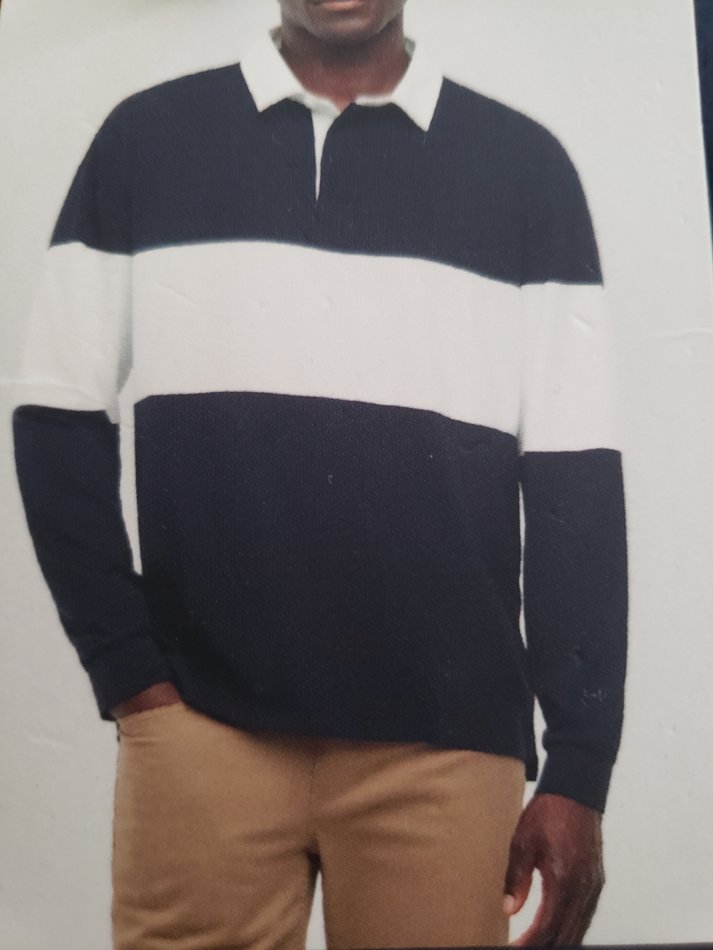 New Men's XXL Navy and White Rugby Stripe Pullover From GAP